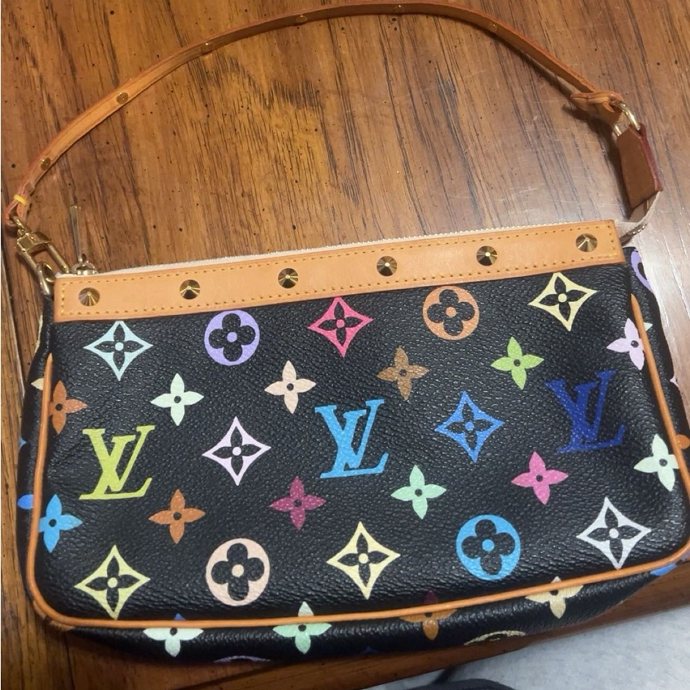 Louis Vuitton black multicolor monogram pochette accessories